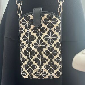 Kate Spade Black and Cream Floral Phone Bag